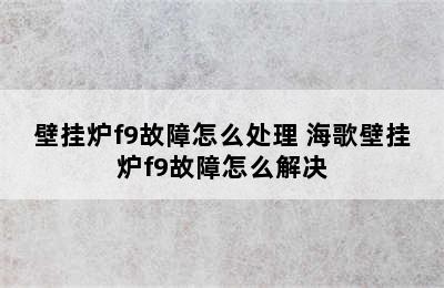 壁挂炉f9故障怎么处理 海歌壁挂炉f9故障怎么解决